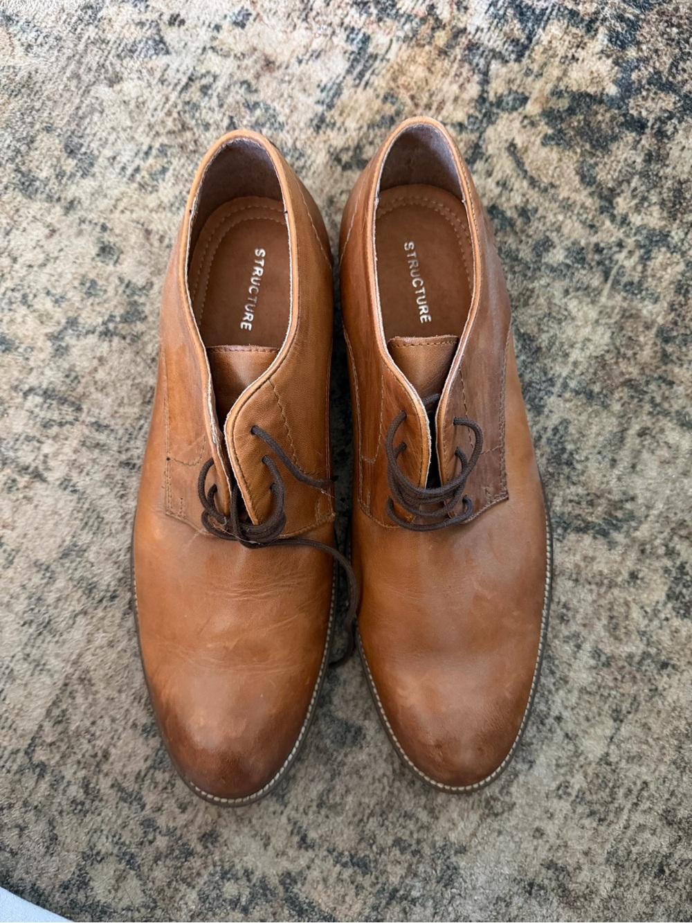 Structure Cognac Leather Derby Shoes